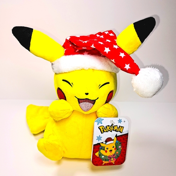 Pokemon Seasonal Christmas Holiday Pikachu Star Hat Plush 8" - Picture 1 of 7